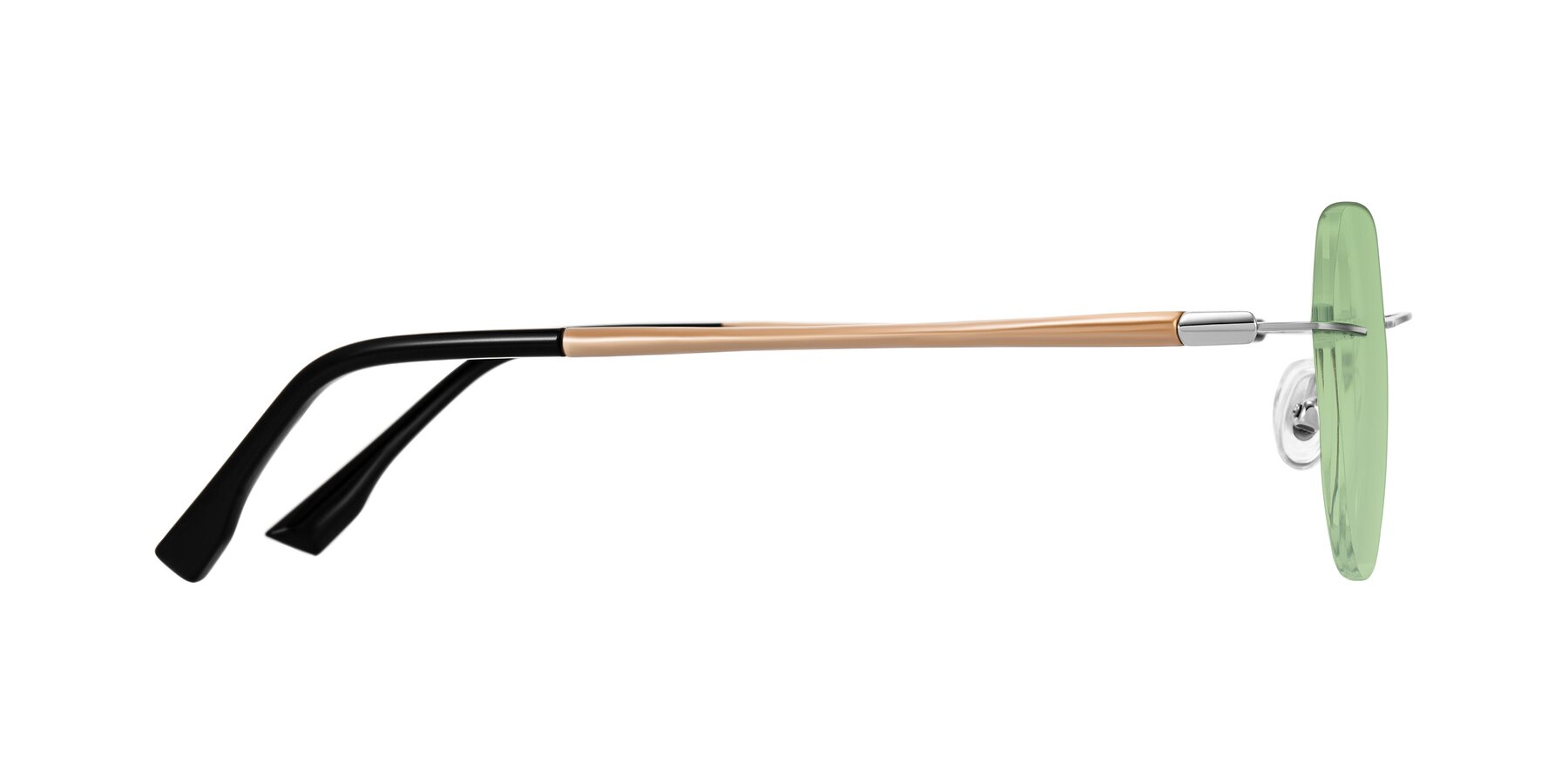 Side of Noe in Silver/Brown with Medium Green Tinted Lenses