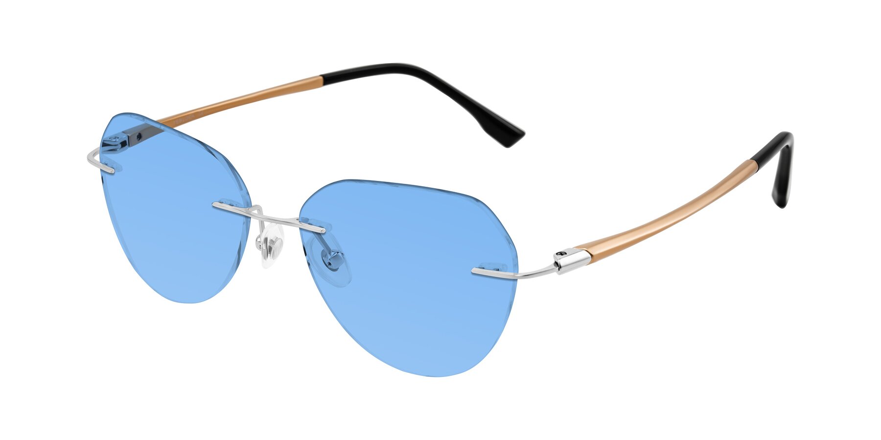 Angle of Noe in Silver/Brown with Medium Blue Tinted Lenses