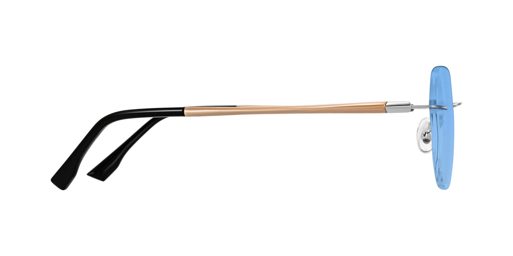 Side of Noe in Silver/Brown with Medium Blue Tinted Lenses