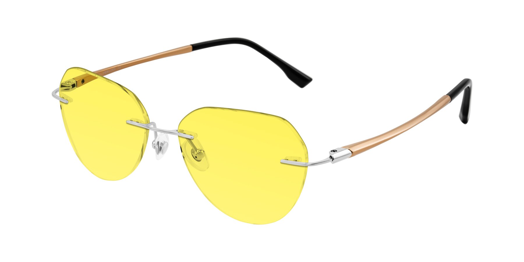 Angle of Noe in Silver/Brown with Medium Yellow Tinted Lenses