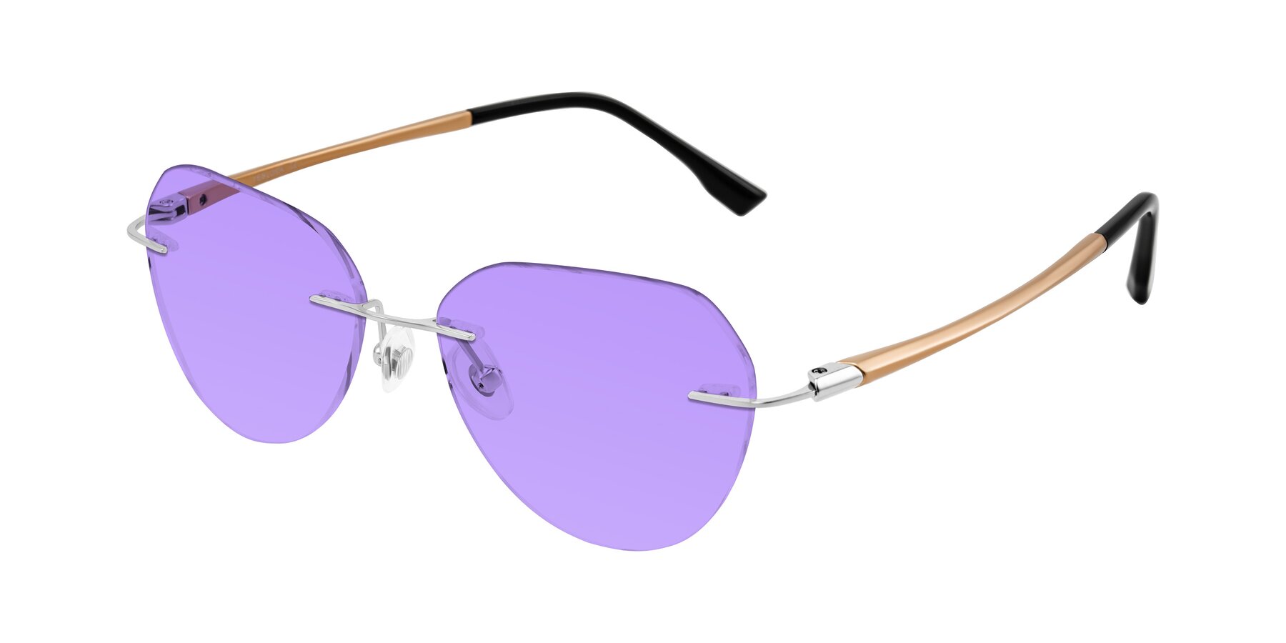 Angle of Noe in Silver/Brown with Medium Purple Tinted Lenses