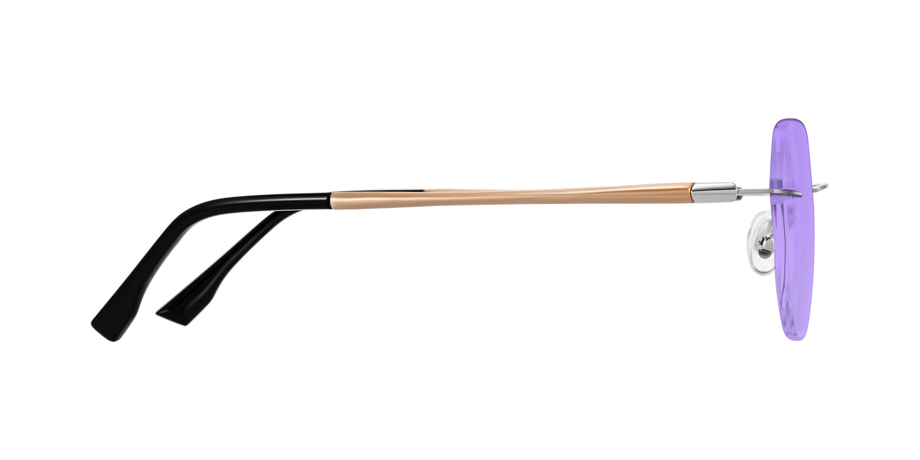 Side of Noe in Silver/Brown with Medium Purple Tinted Lenses