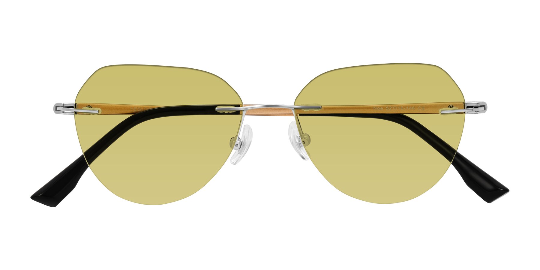 Folded Front of Noe in Silver/Brown with Medium Champagne Tinted Lenses