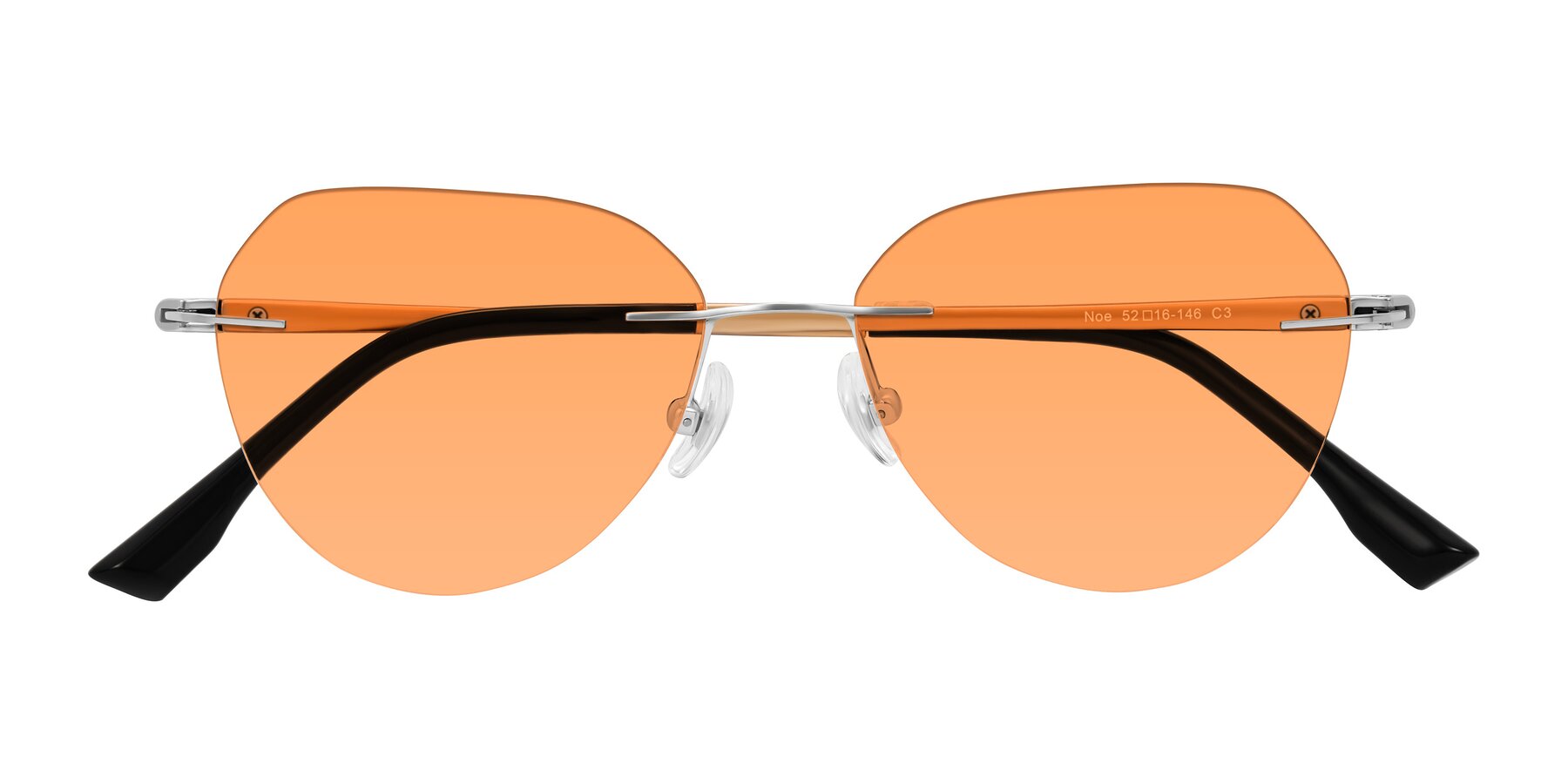 Folded Front of Noe in Silver/Brown with Medium Orange Tinted Lenses