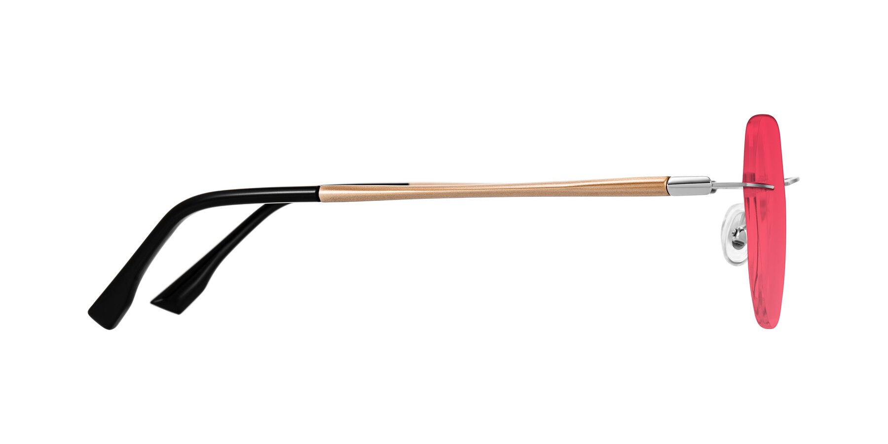 Side of Noe in Silver/Brown with Red Tinted Lenses