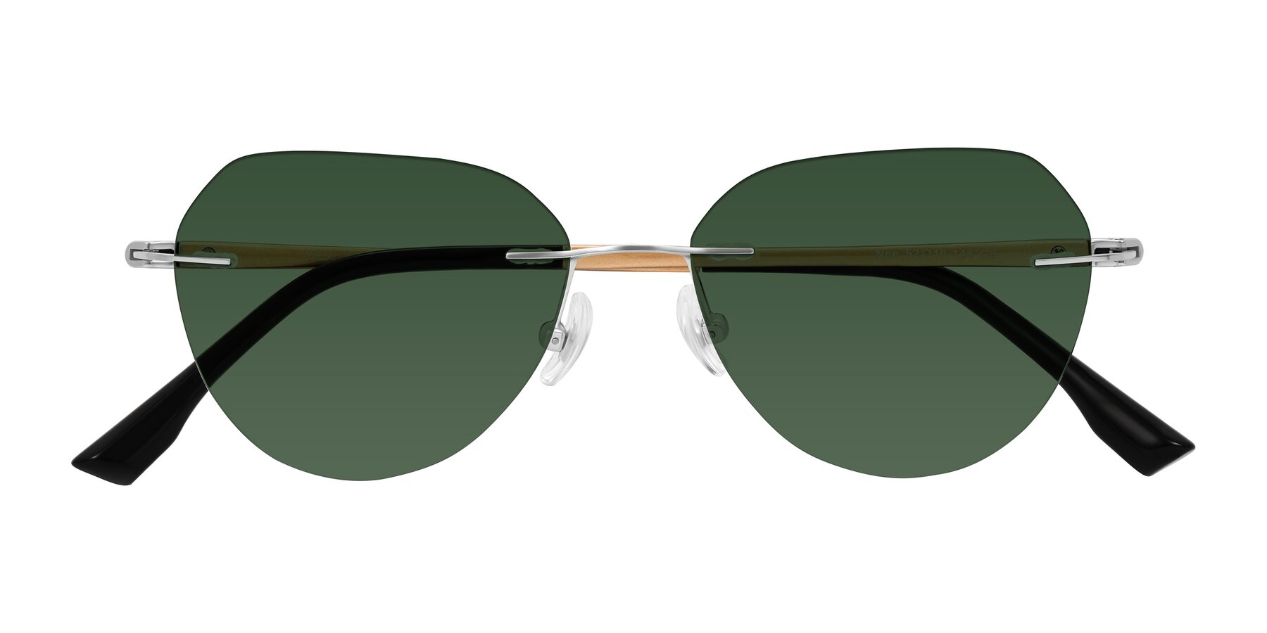Folded Front of Noe in Silver/Brown with Green Tinted Lenses