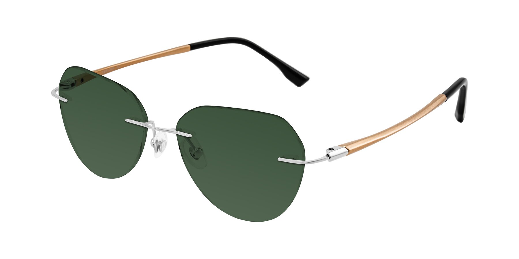 Angle of Noe in Silver/Brown with Green Tinted Lenses