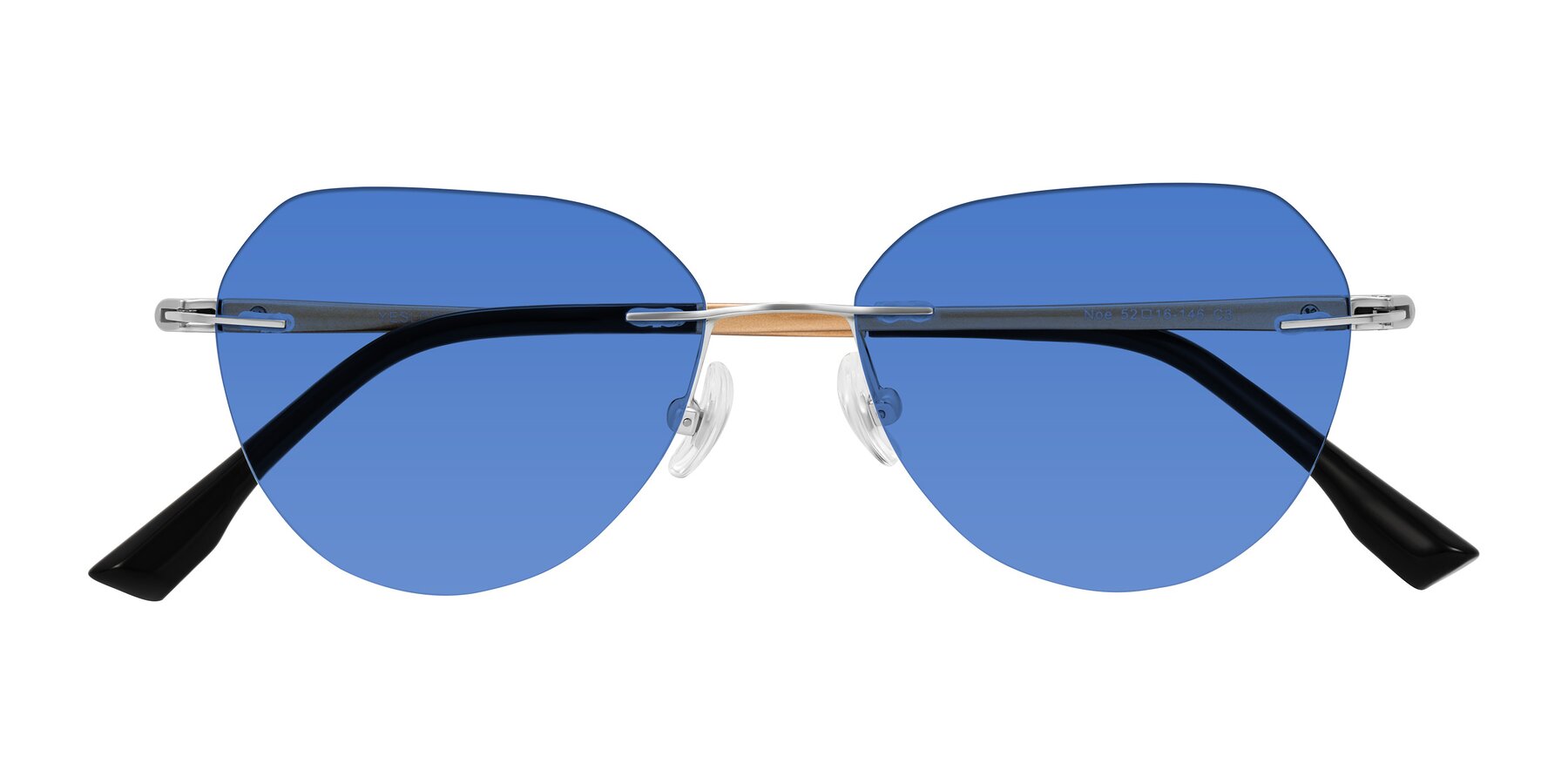 Folded Front of Noe in Silver/Brown with Blue Tinted Lenses