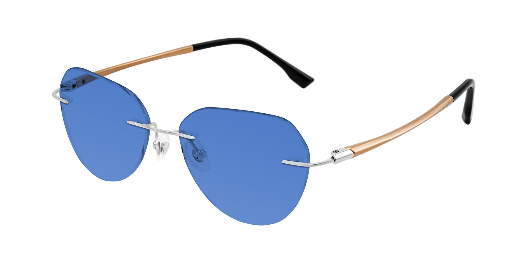 Angle of Noe in Silver/Brown with Blue Tinted Lenses