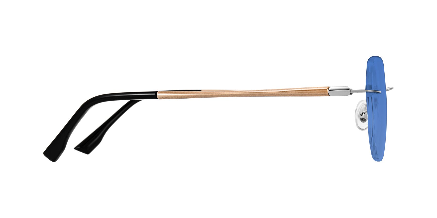 Side of Noe in Silver/Brown with Blue Tinted Lenses