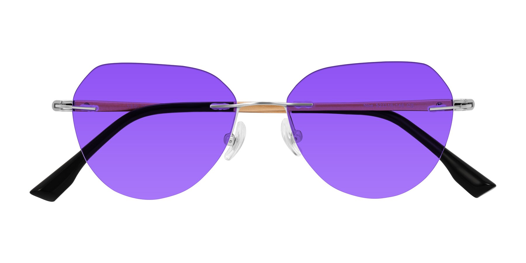 Folded Front of Noe in Silver/Brown with Purple Tinted Lenses