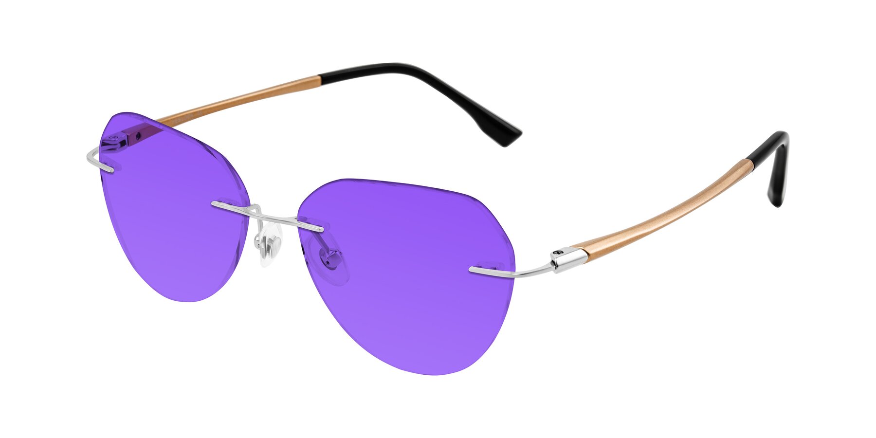 Angle of Noe in Silver/Brown with Purple Tinted Lenses