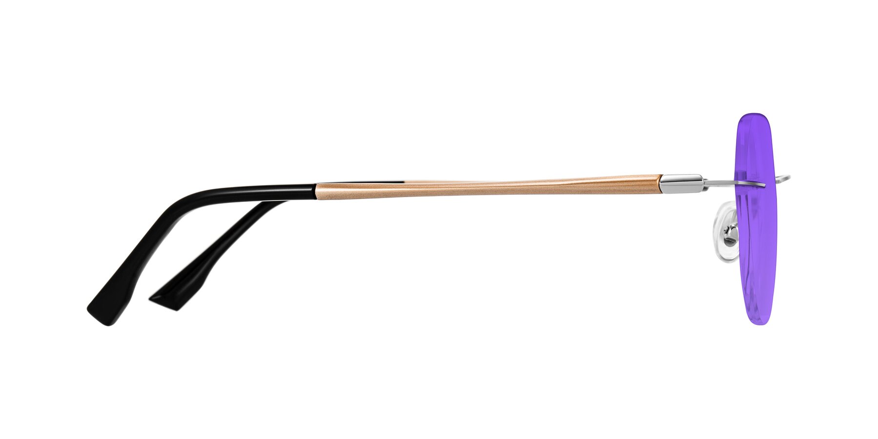 Side of Noe in Silver/Brown with Purple Tinted Lenses