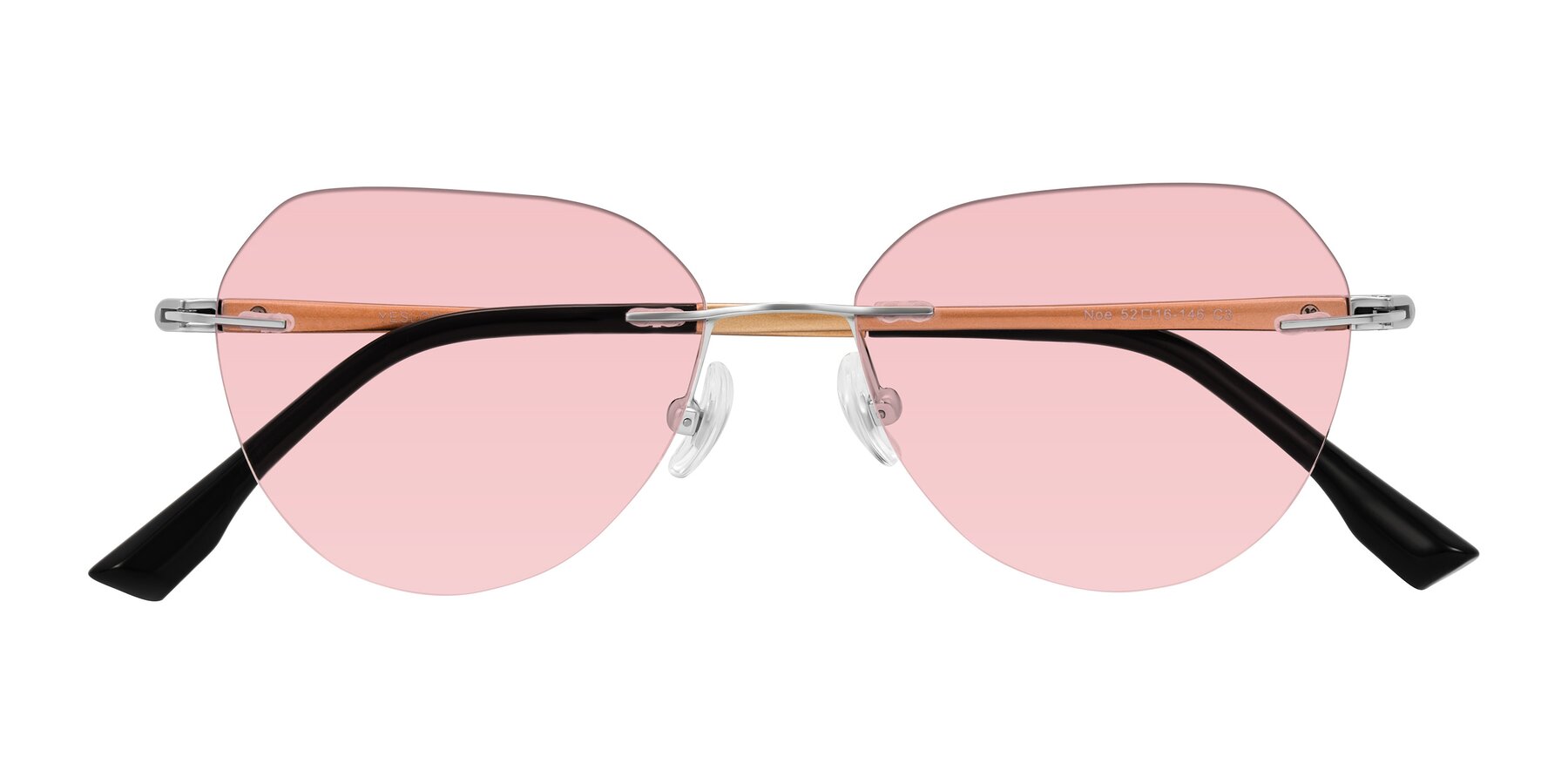 Folded Front of Noe in Silver/Brown with Light Garnet Tinted Lenses