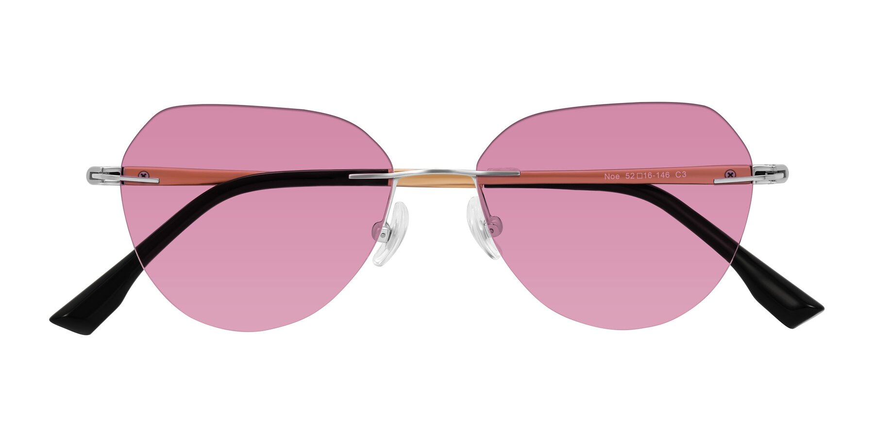 Folded Front of Noe in Silver/Brown with Medium Wine Tinted Lenses