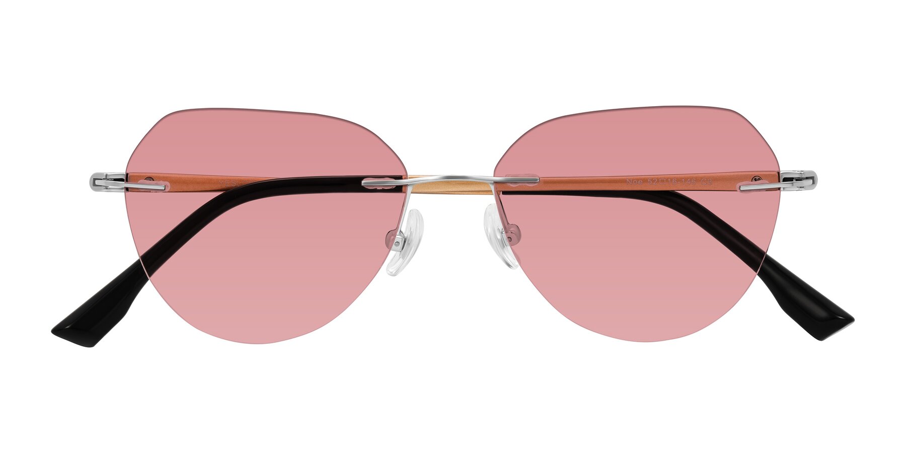 Folded Front of Noe in Silver/Brown with Medium Garnet Tinted Lenses
