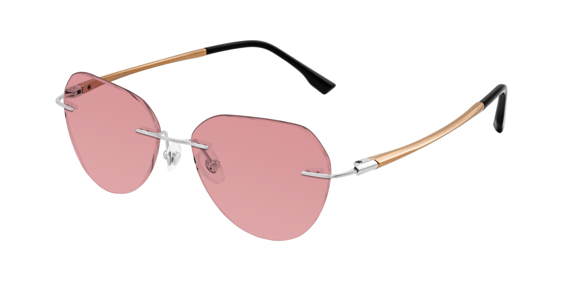Angle of Noe in Silver/Brown with Medium Garnet Tinted Lenses