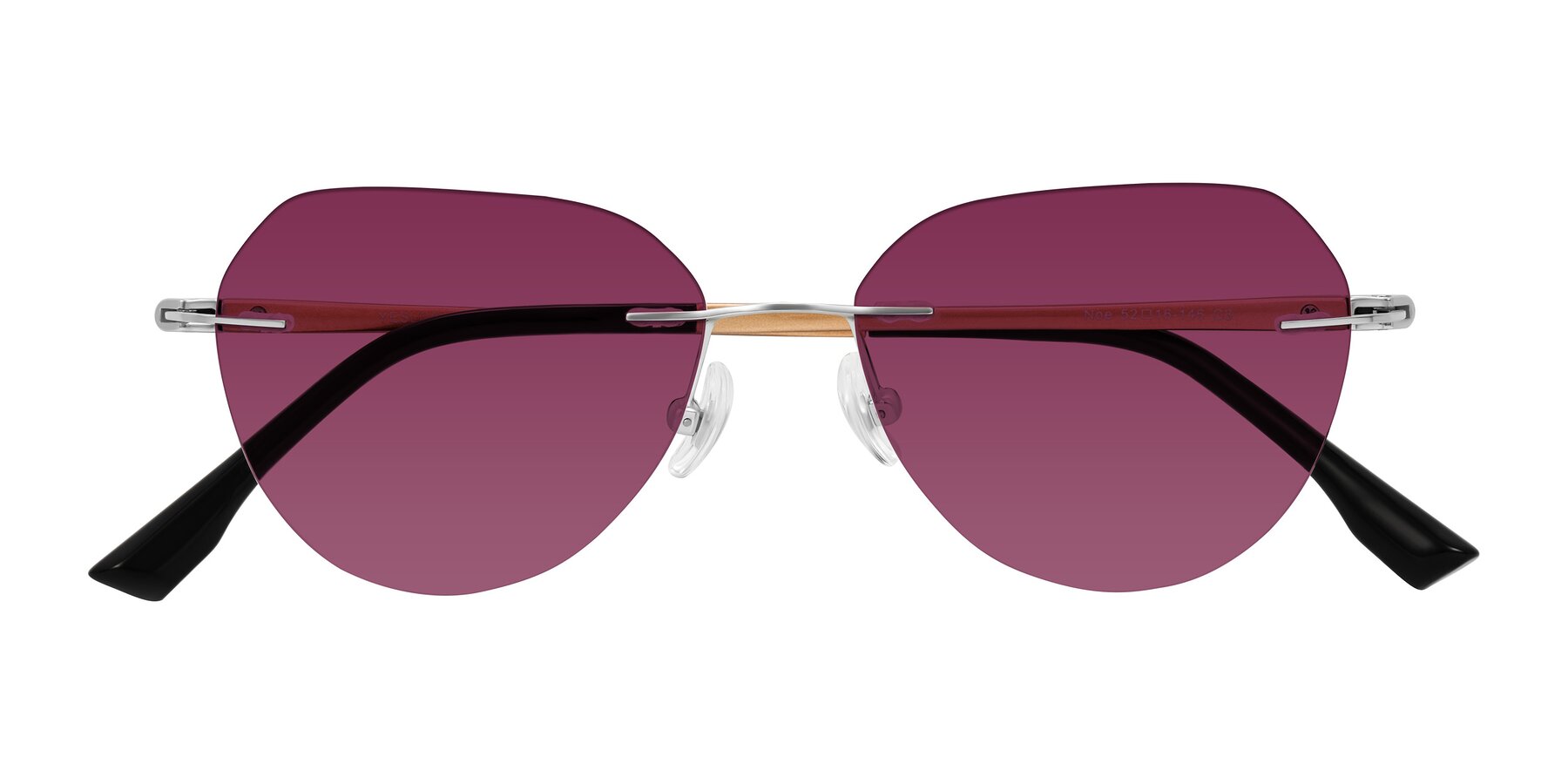 Folded Front of Noe in Silver/Brown with Wine Tinted Lenses