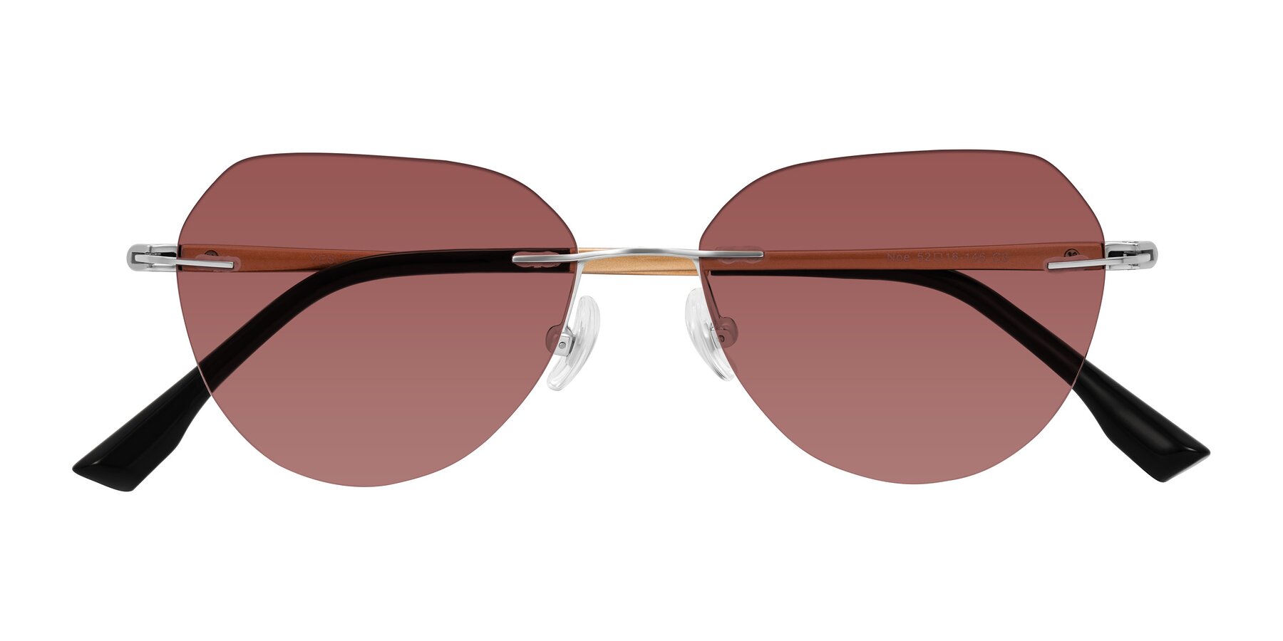 Folded Front of Noe in Silver/Brown with Garnet Tinted Lenses