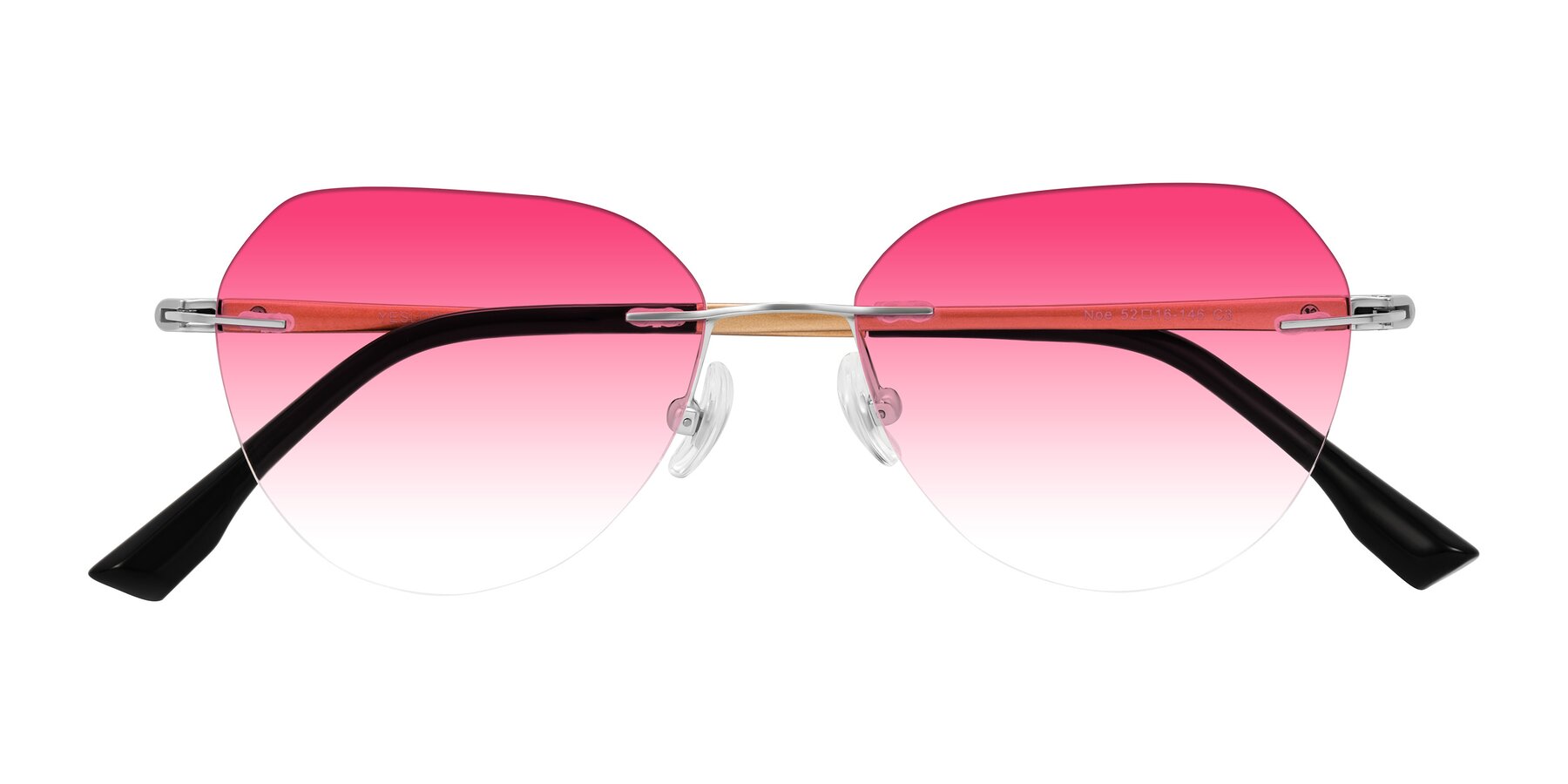 Folded Front of Noe in Silver/Brown with Pink Gradient Lenses