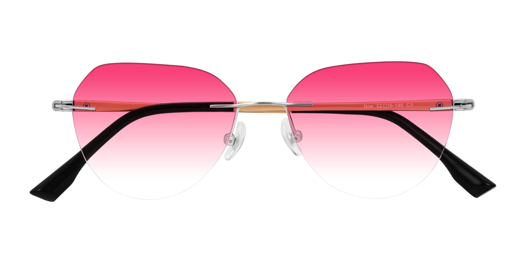 Folded Front of Noe in Silver/Brown with Pink Gradient Lenses