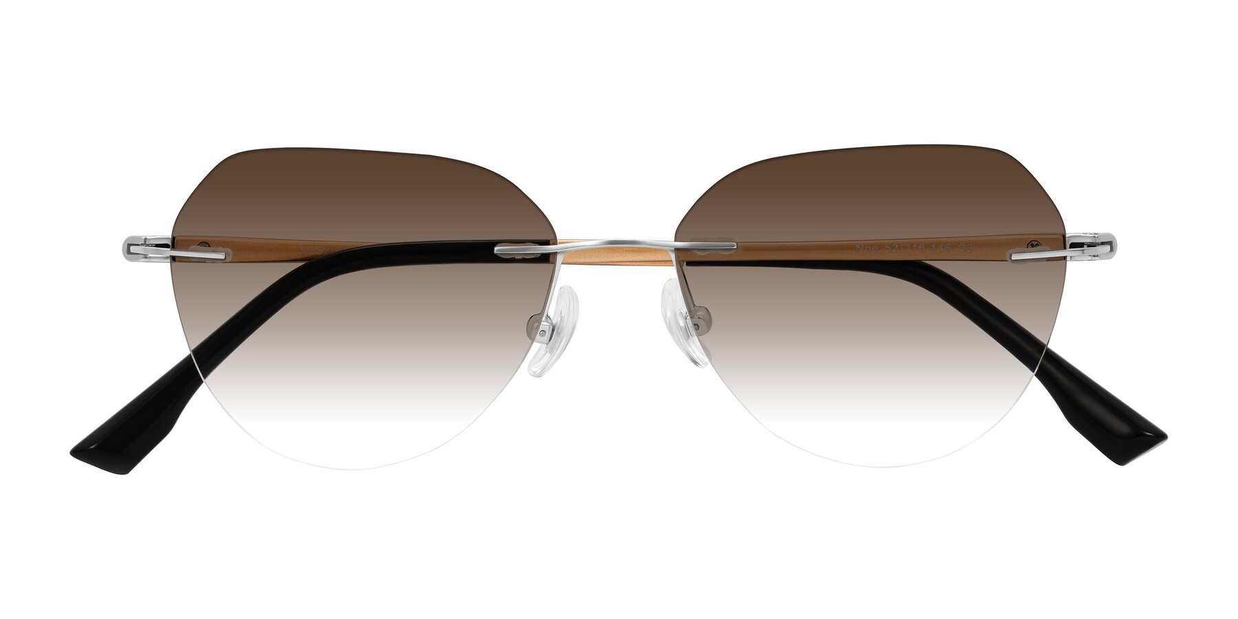 Folded Front of Noe in Silver/Brown with Brown Gradient Lenses
