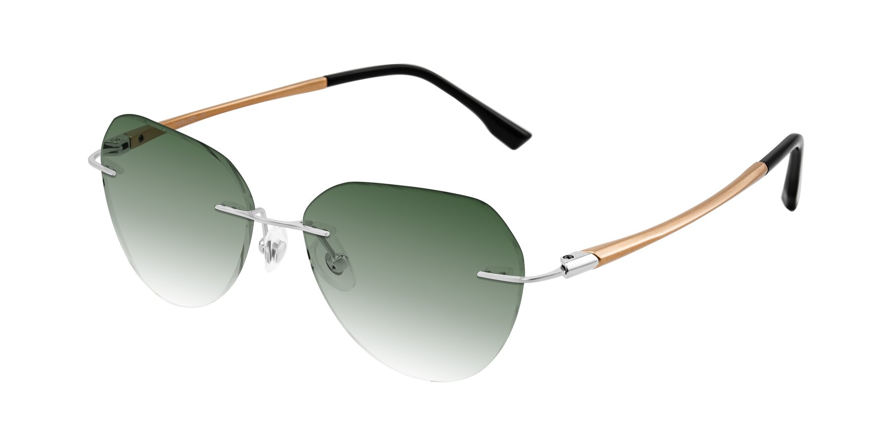 Angle of Noe in Silver/Brown with Green Gradient Lenses