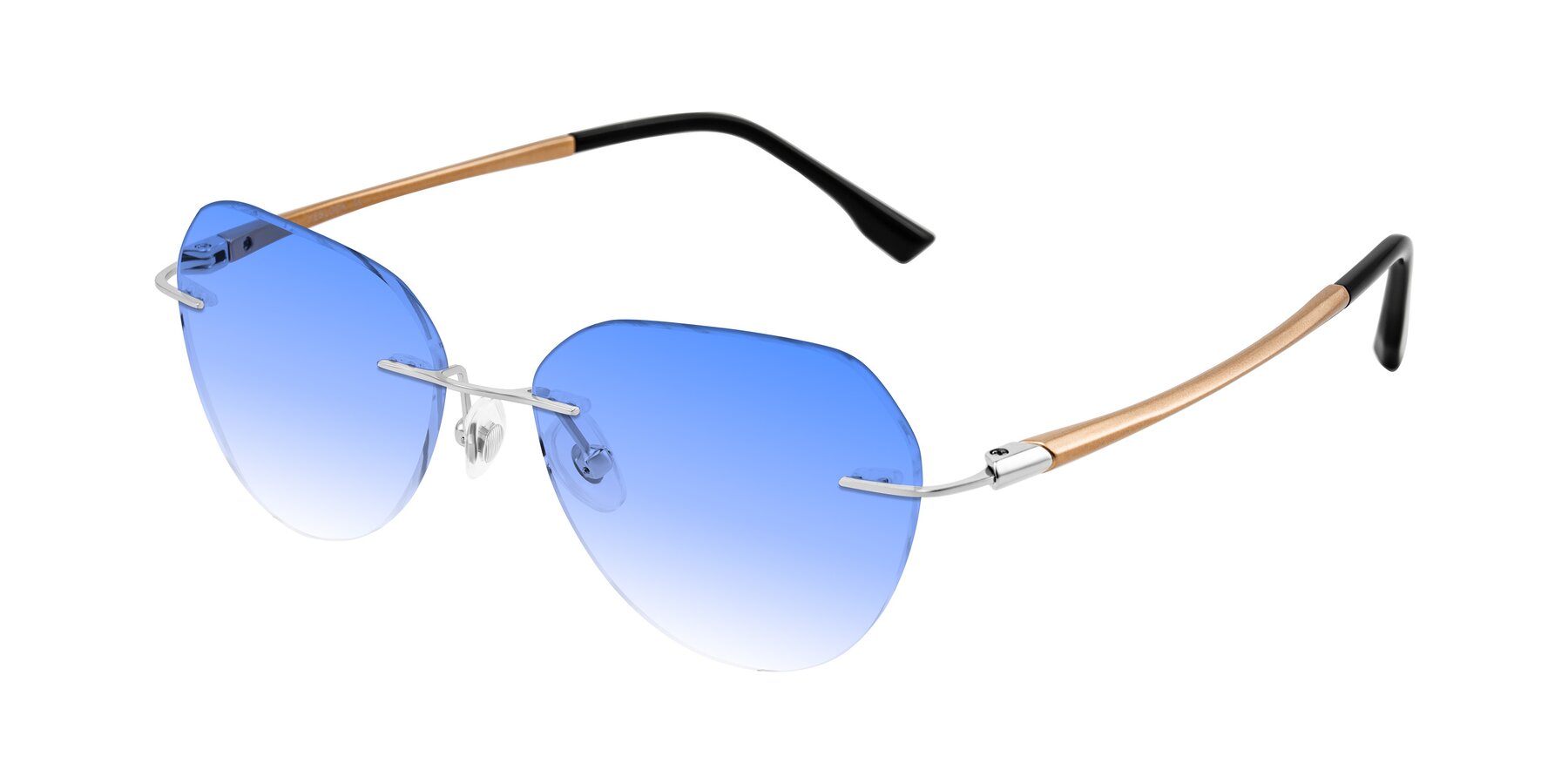 Angle of Noe in Silver/Brown with Blue Gradient Lenses