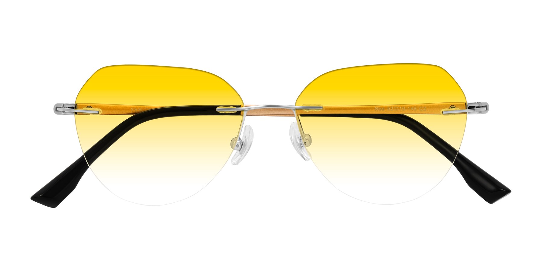Folded Front of Noe in Silver/Brown with Yellow Gradient Lenses