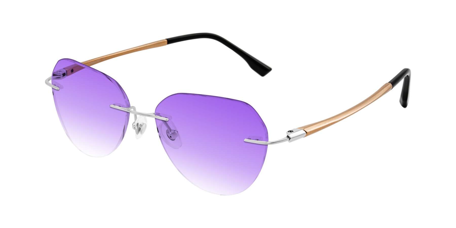 Angle of Noe in Silver/Brown with Purple Gradient Lenses