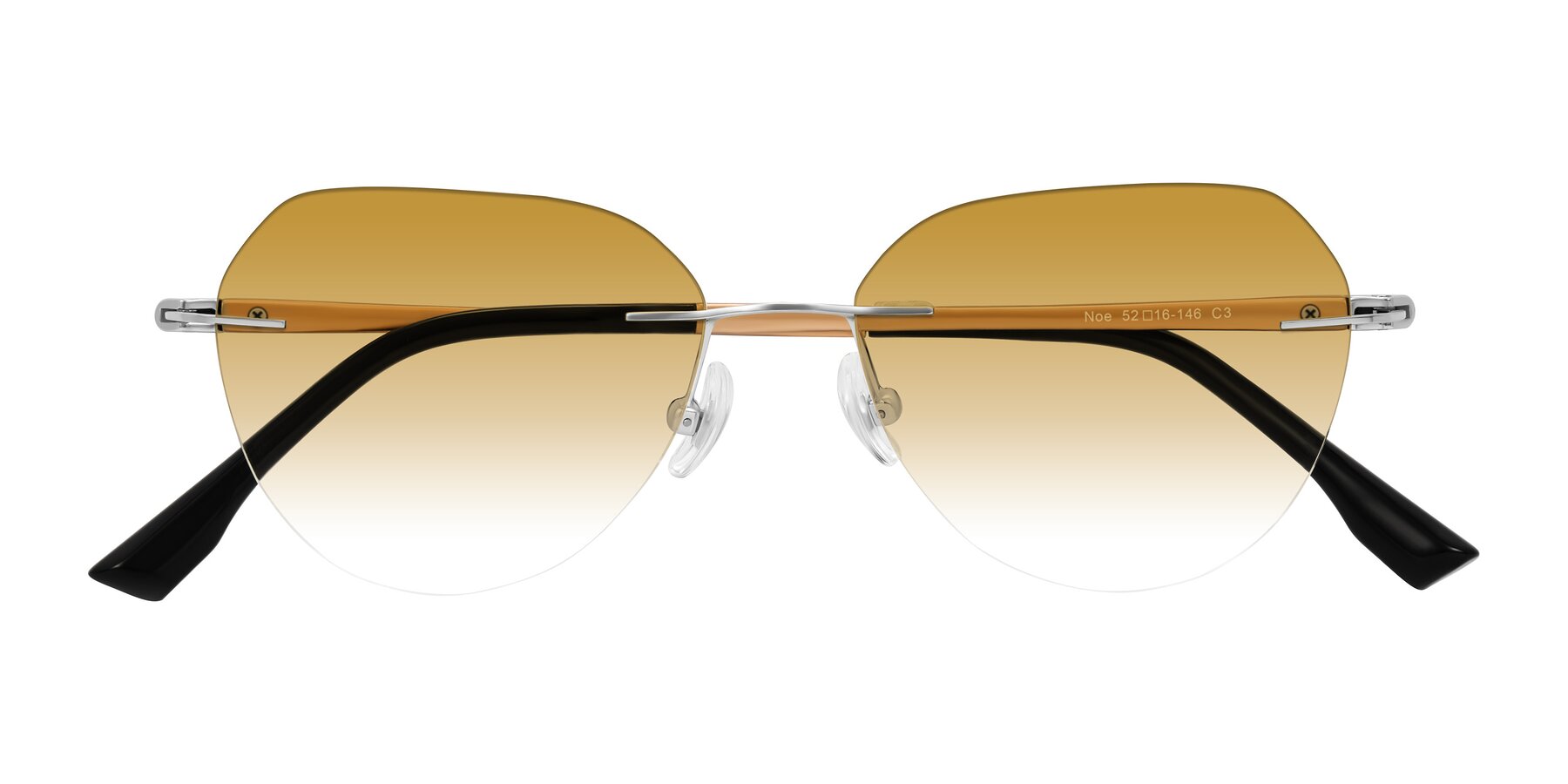 Folded Front of Noe in Silver/Brown with Champagne Gradient Lenses