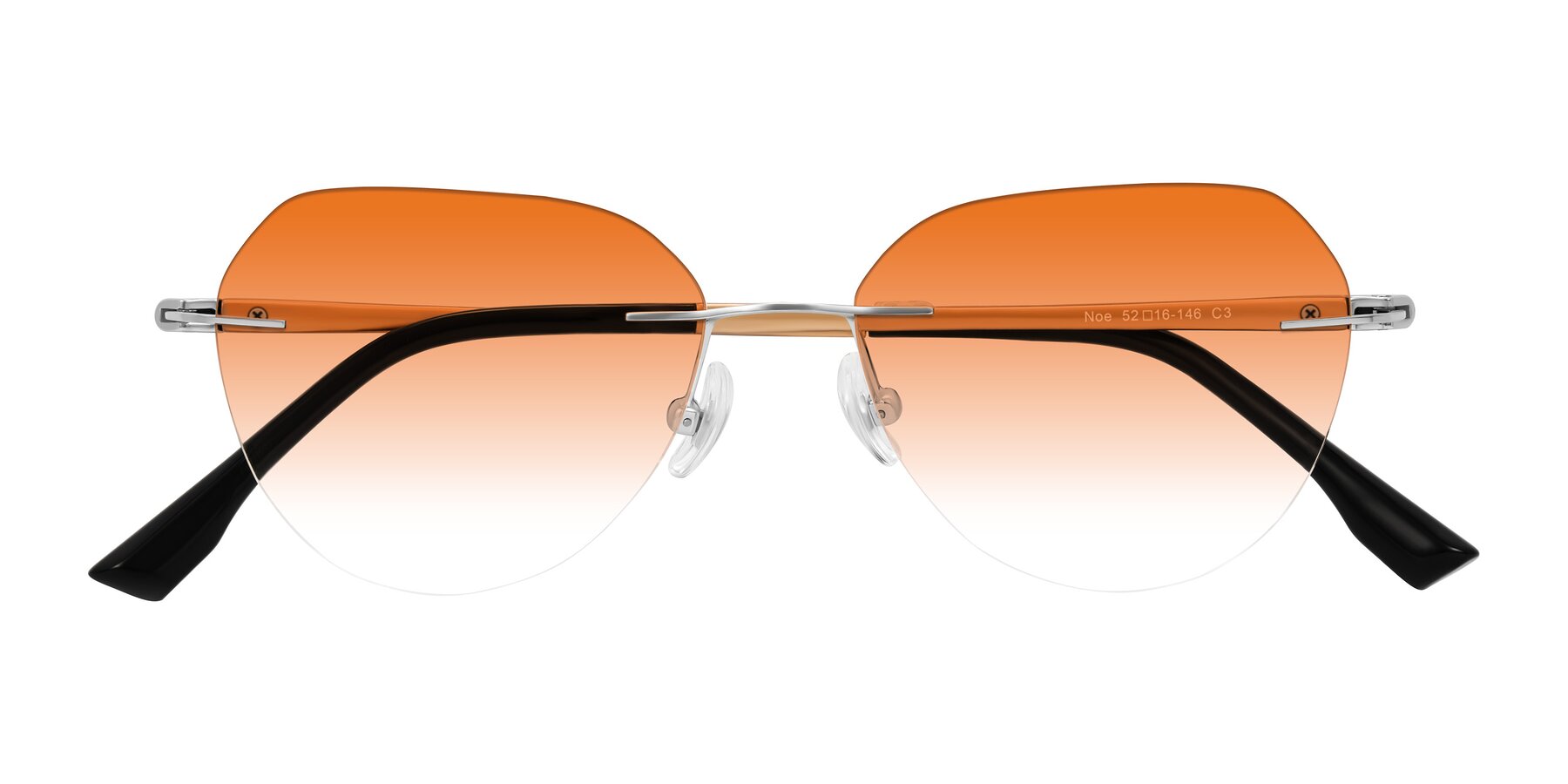 Folded Front of Noe in Silver/Brown with Orange Gradient Lenses
