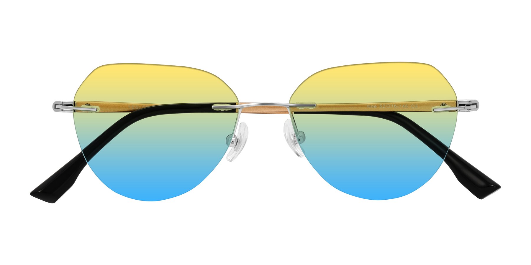 Folded Front of Noe in Silver/Brown with Yellow / Blue Gradient Lenses
