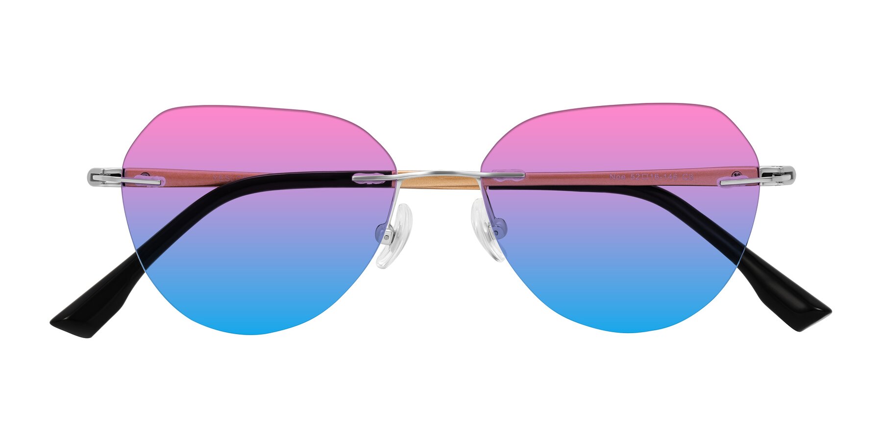 Folded Front of Noe in Silver/Brown with Pink / Blue Gradient Lenses