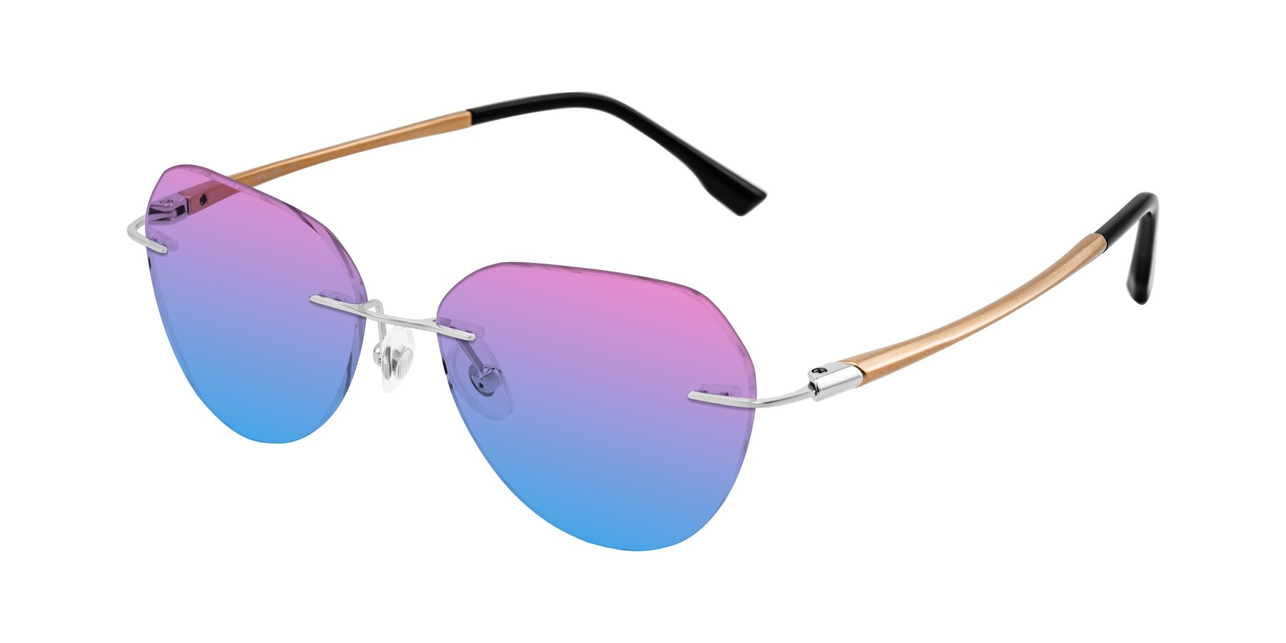 Angle of Noe in Silver/Brown with Pink / Blue Gradient Lenses