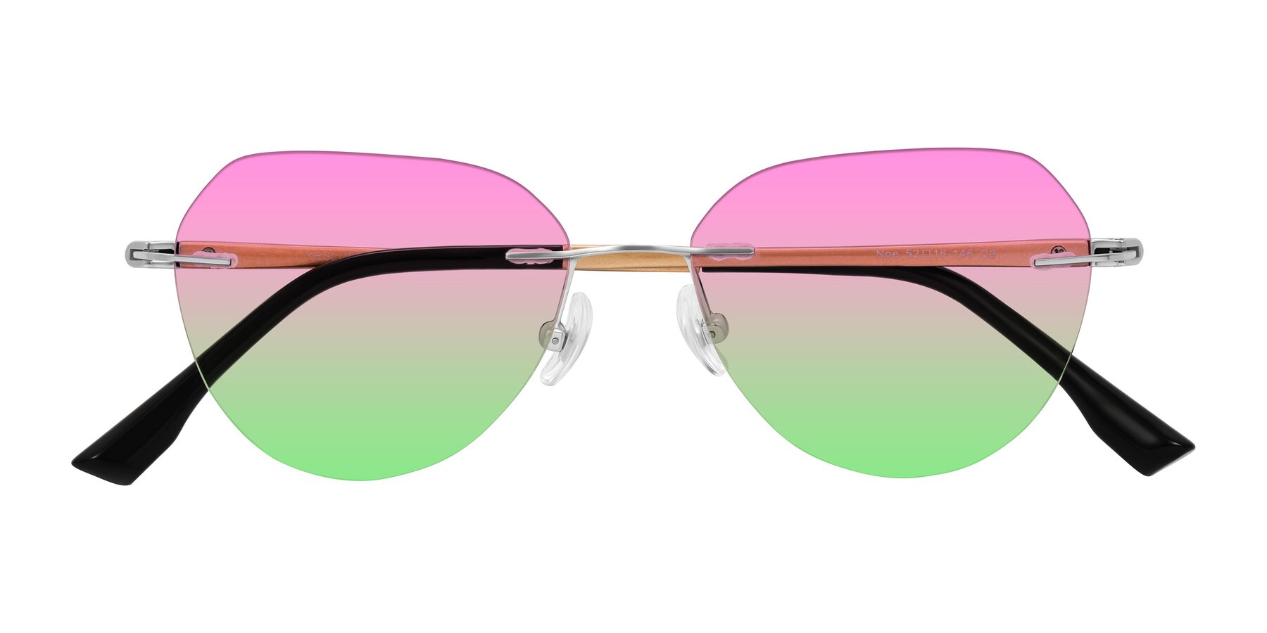 Folded Front of Noe in Silver/Brown with Pink / Green Gradient Lenses