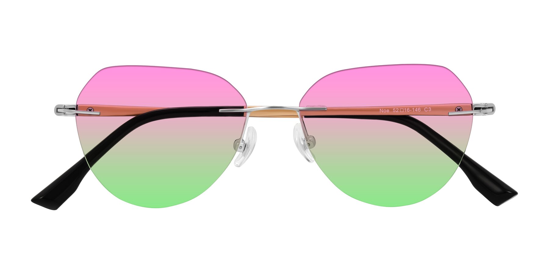 Folded Front of Noe in Silver/Brown with Pink / Green Gradient Lenses
