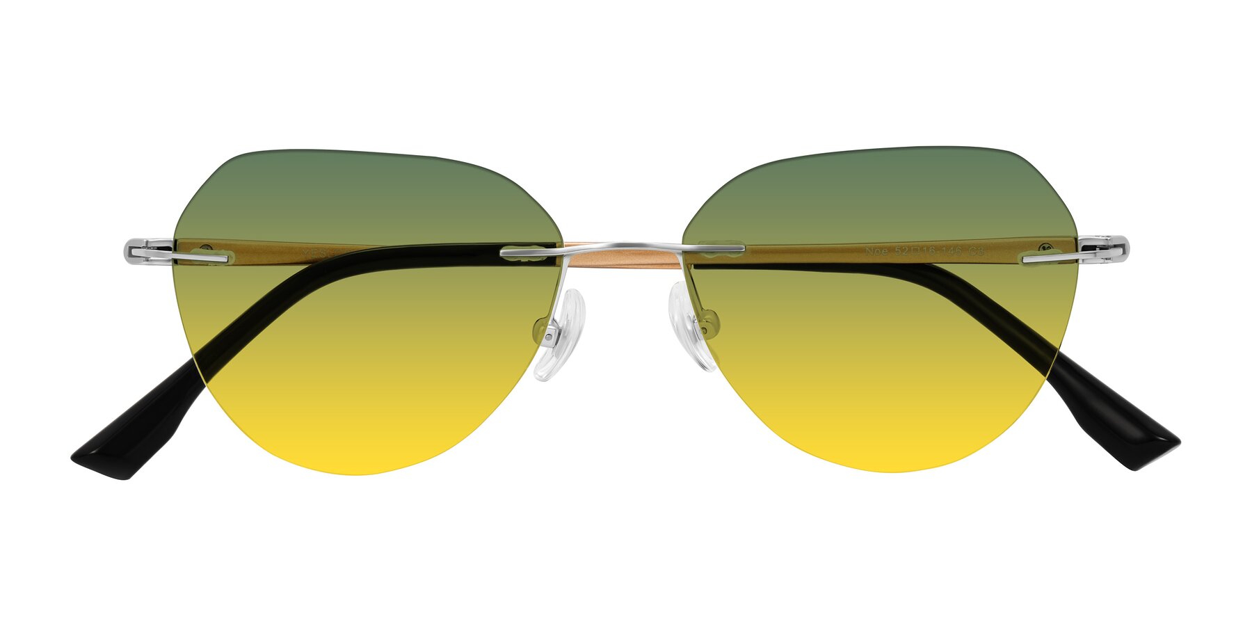 Folded Front of Noe in Silver/Brown with Green / Yellow Gradient Lenses