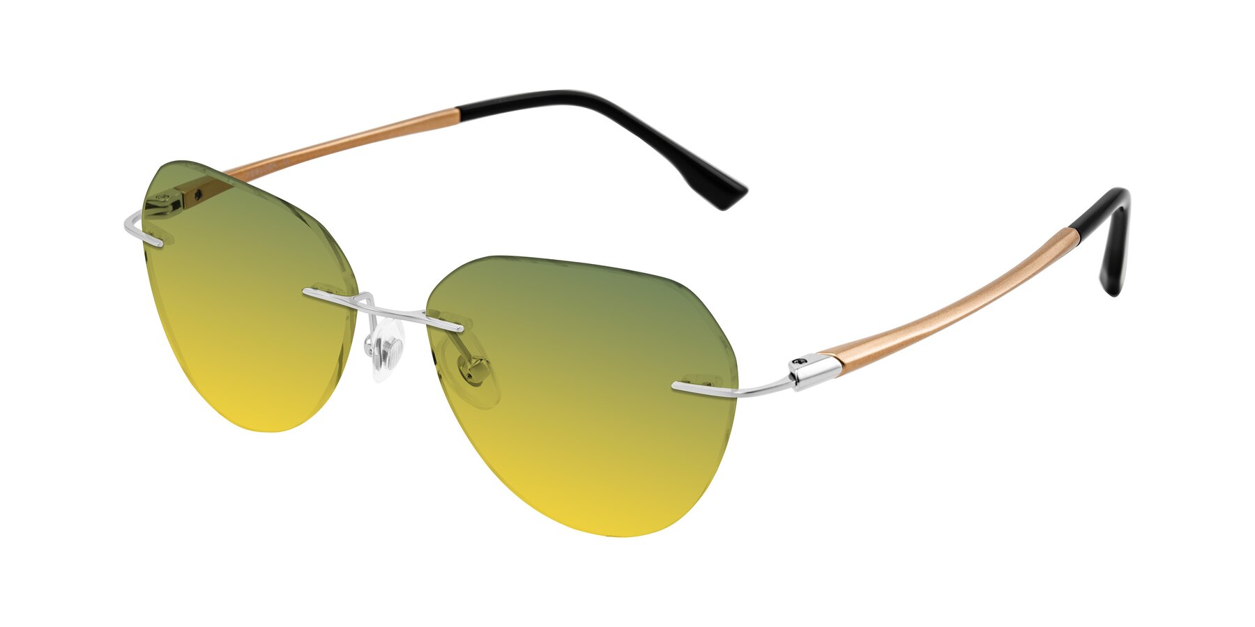 Angle of Noe in Silver/Brown with Green / Yellow Gradient Lenses