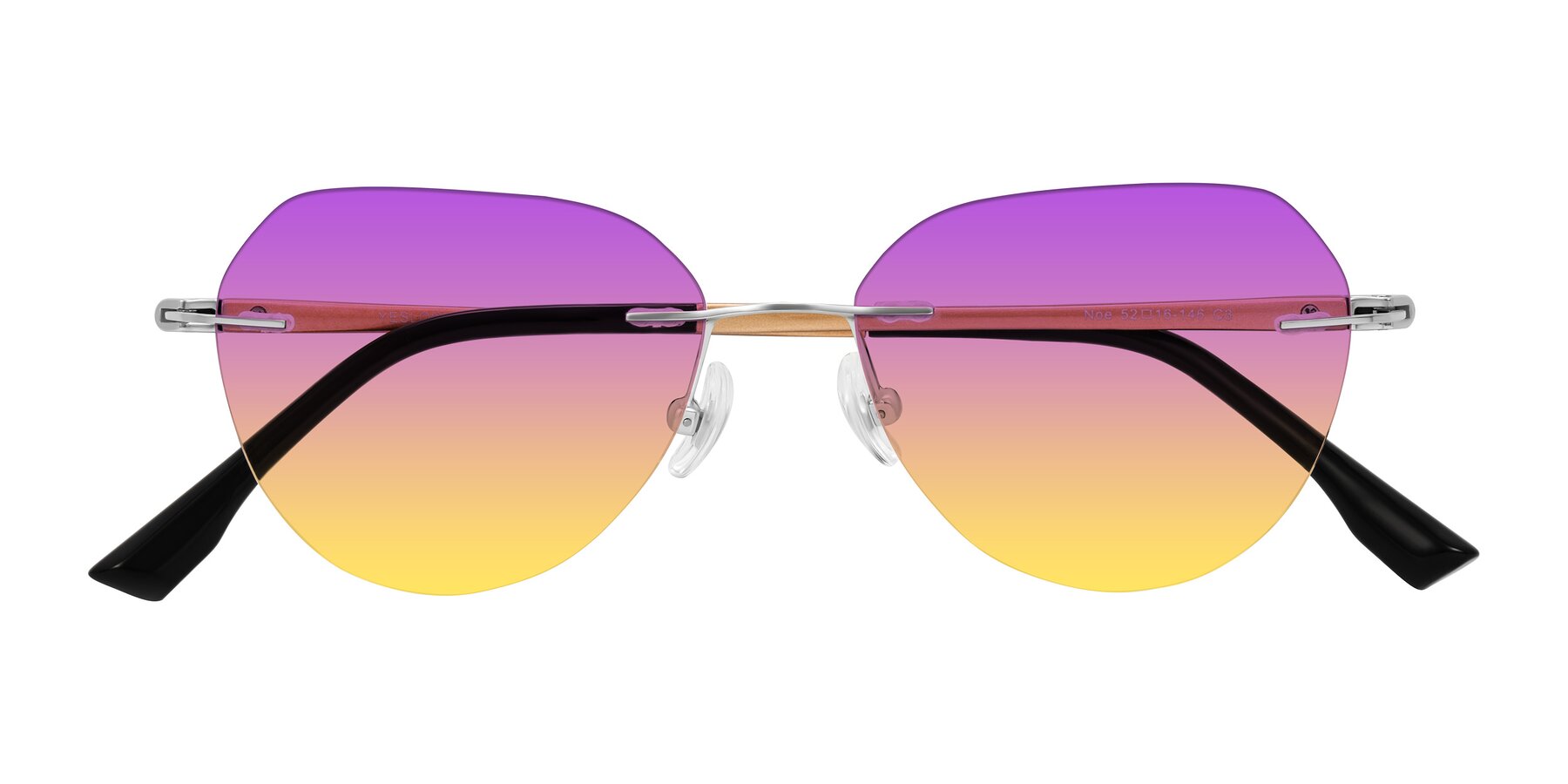 Folded Front of Noe in Silver/Brown with Purple / Yellow Gradient Lenses