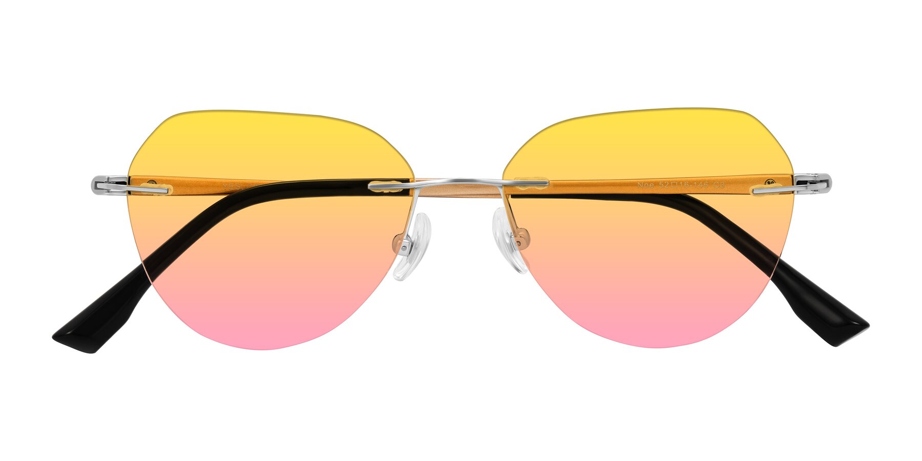Folded Front of Noe in Silver/Brown with Yellow / Pink Gradient Lenses