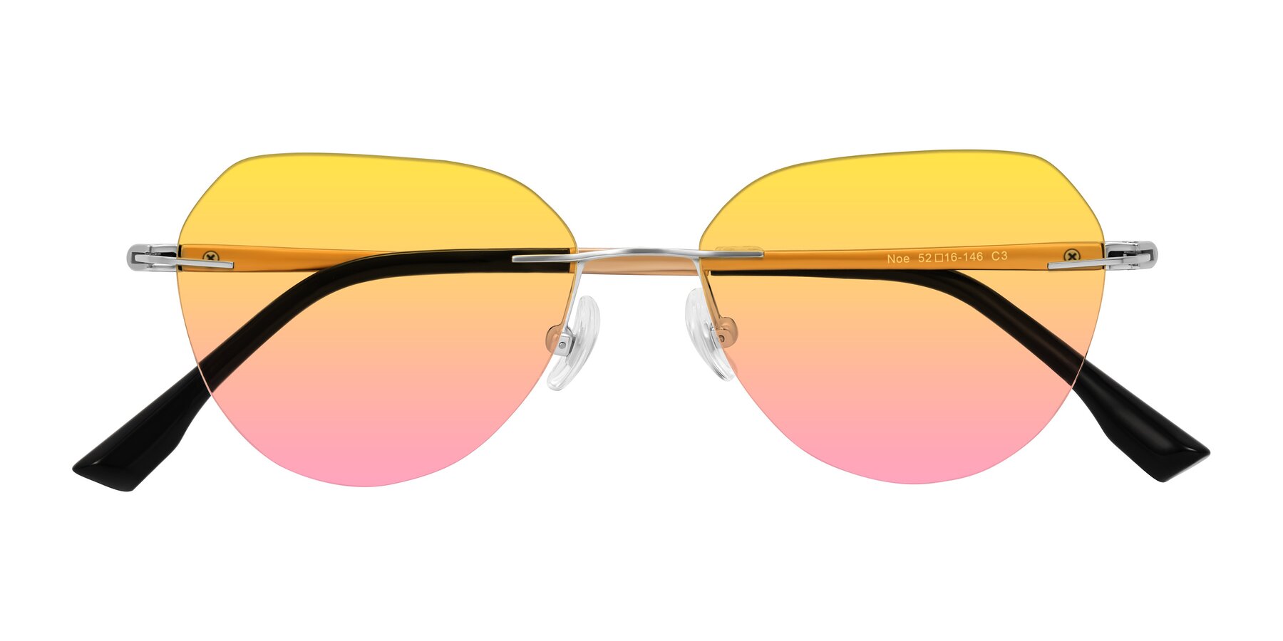 Folded Front of Noe in Silver/Brown with Yellow / Pink Gradient Lenses