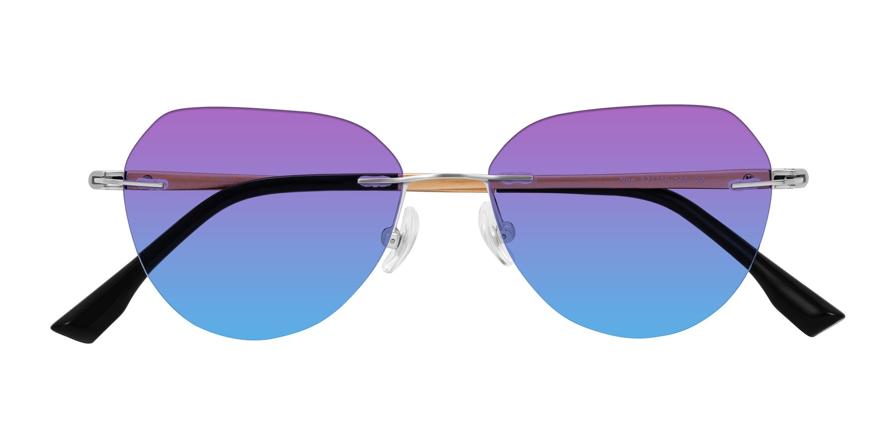 Folded Front of Noe in Silver/Brown with Purple / Blue Gradient Lenses