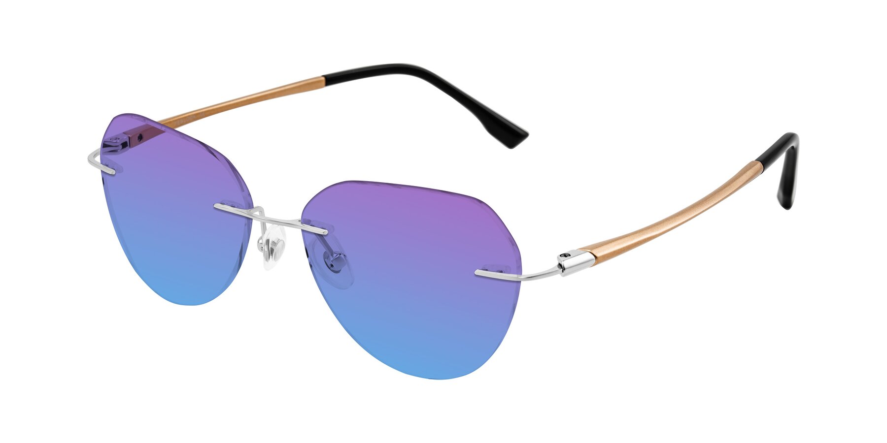 Angle of Noe in Silver/Brown with Purple / Blue Gradient Lenses