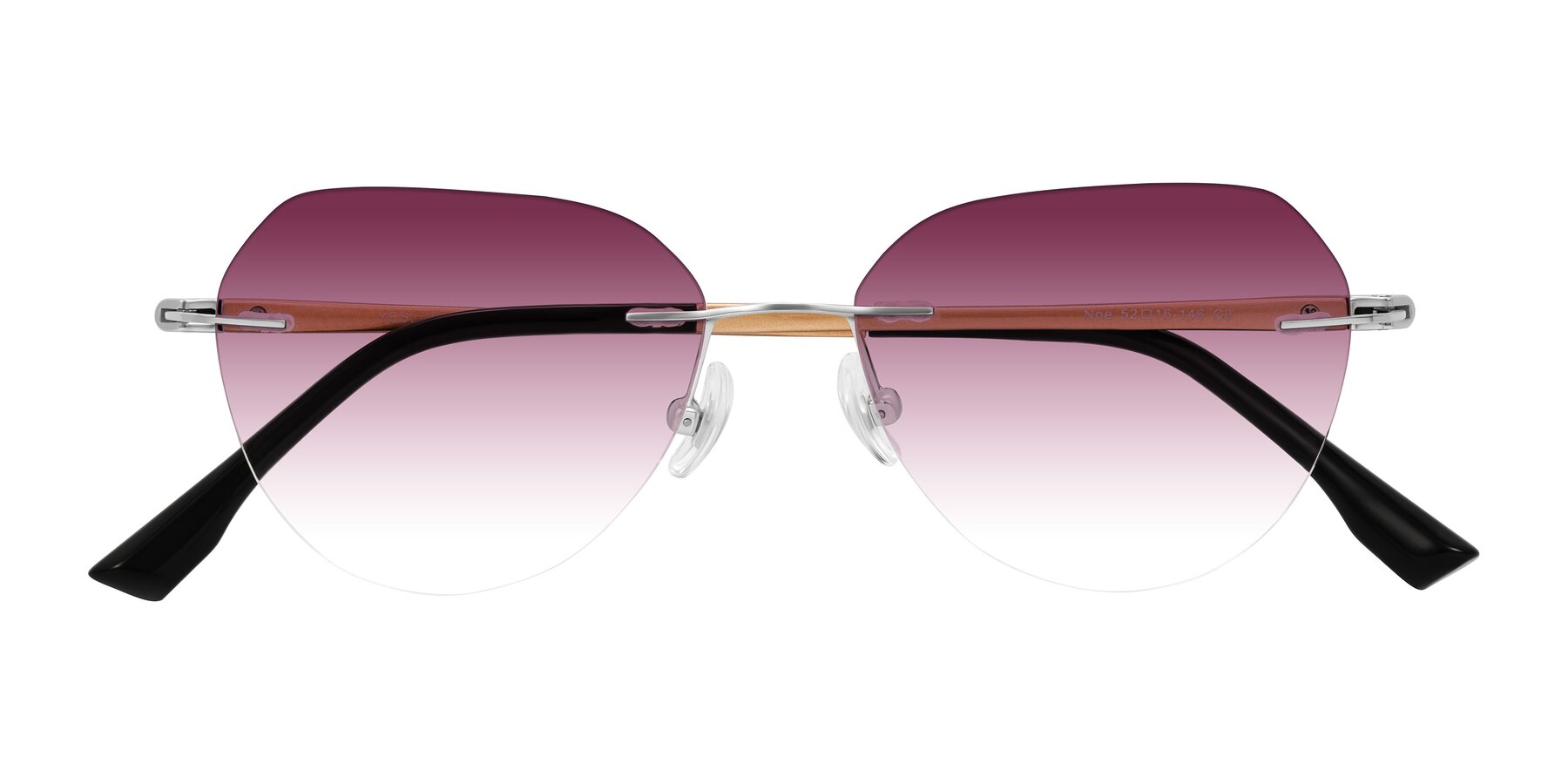 Folded Front of Noe in Silver/Brown with Wine Gradient Lenses