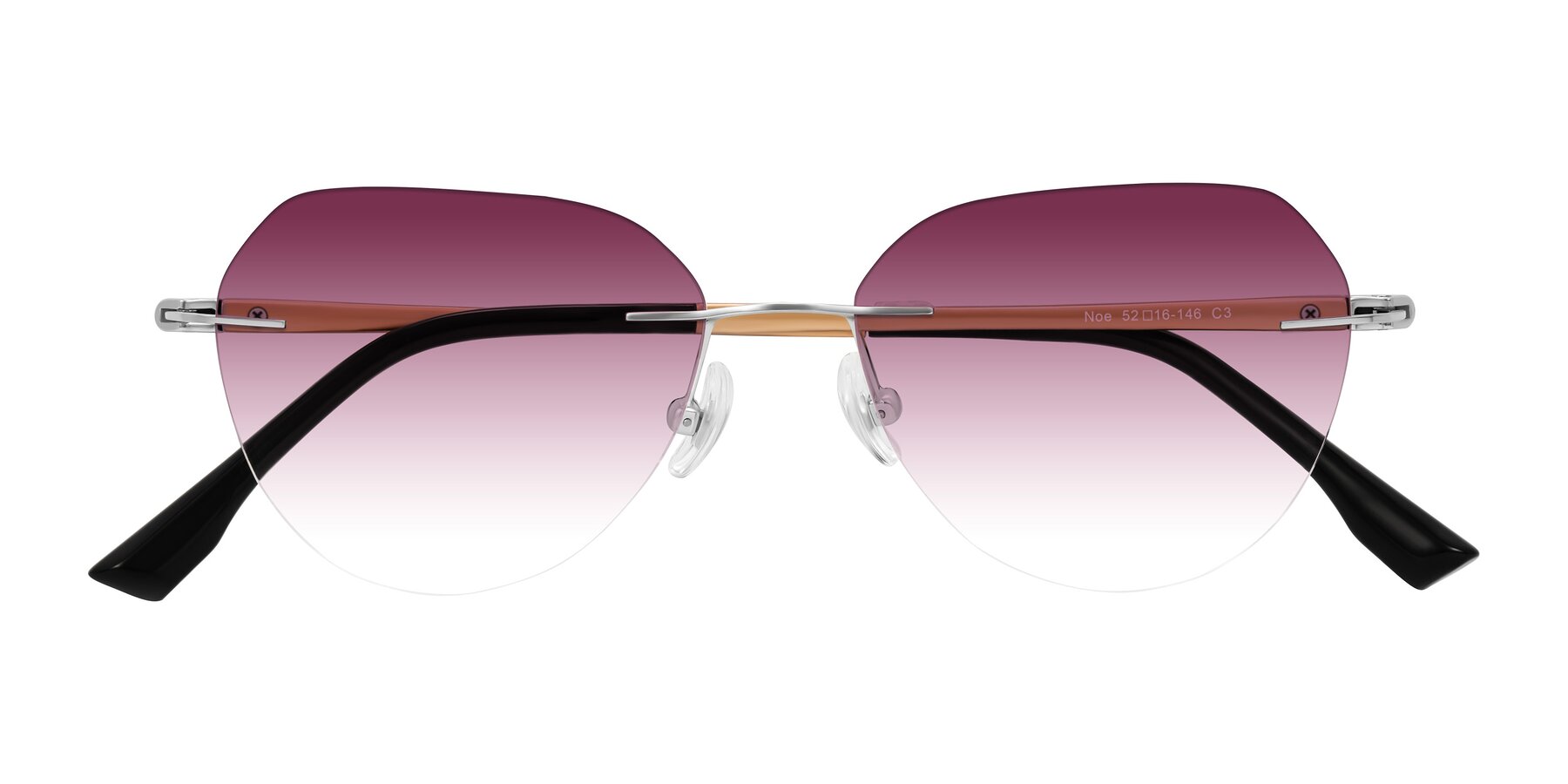 Folded Front of Noe in Silver/Brown with Wine Gradient Lenses