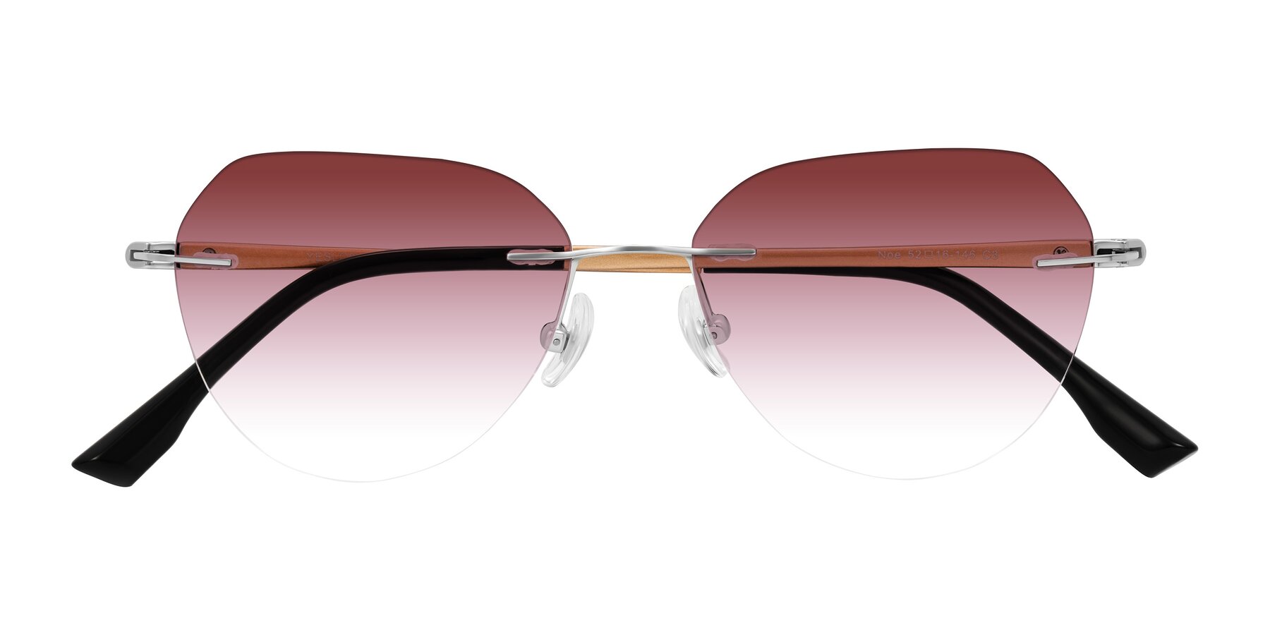 Folded Front of Noe in Silver/Brown with Garnet Gradient Lenses