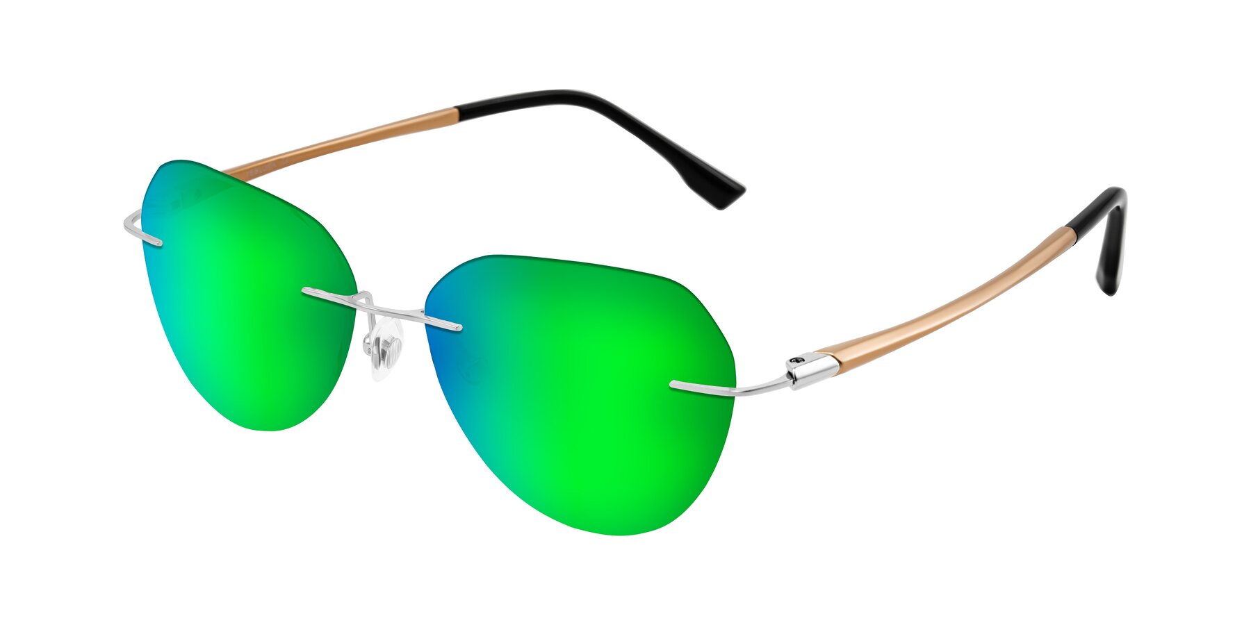 Angle of Noe in Silver/Brown with Green Mirrored Lenses