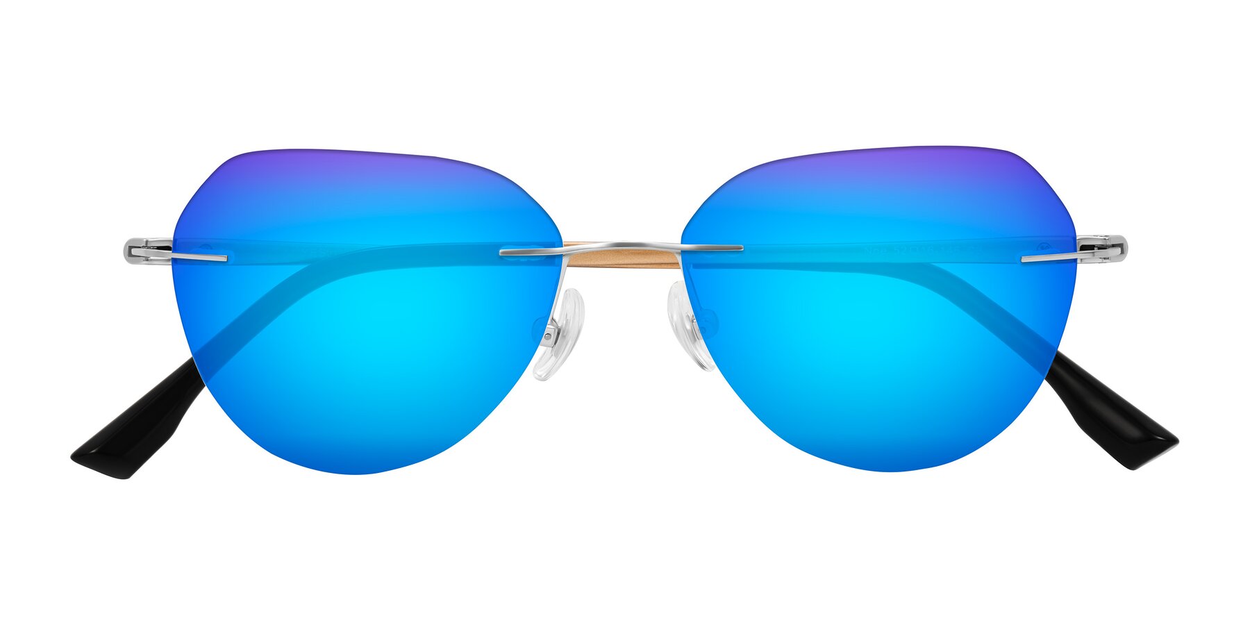 Folded Front of Noe in Silver/Brown with Blue Mirrored Lenses