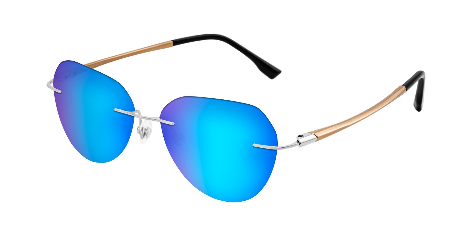 Angle of Noe in Silver/Brown with Blue Mirrored Lenses